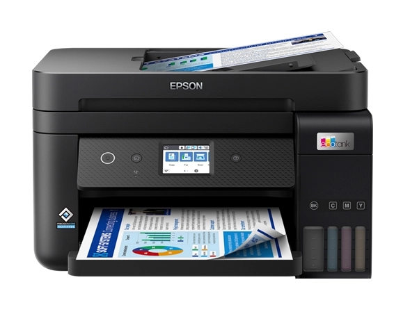 Imprimante jet d’encre Maroc C11CJ60405 Epson EcoTank L6290 Maroc, Epson EcoTank L6290 une imprimante jet d'encre multifonction 4-en-1 (impression, numérisation, copie, fax), sans cartouches à remplacer et dotée de Wi-Fi Direct, Ethernet et d’un écran LCD, est idéale pour des impressions de haute qualité avec un coût par page incroyablement bas. Le chargeur automatique de documents de 30 pages, le bac papier à chargement frontal de 250 feuilles, l’impression de documents d’une haute qualité comparable à celle de l’impression laser, l'encre pigmentaire noire et les vitesses d’impression pouvant atteindre 15,5 pages par minute, vous permettent de réaliser des tâches rapidement. 