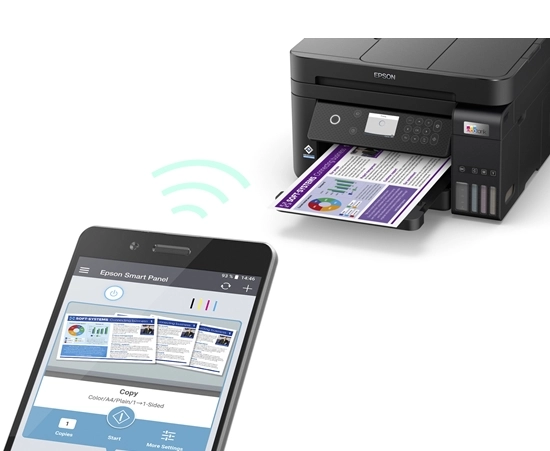 Epson EcoTank L6270 Imprimante Jet d’encre multifonction Wi-Fi rechargeable (C11CJ61404) 29 Epson EcoTank L6270 Maroc Imprimante Jet d’encre multifonction C11CJ61404 Maroc, Epson Smart Panel vous permet de contrôler votre imprimante depuis votre appareil intelligent. Vous pouvez configurer le Wi-Fi rapidement et facilement, imprimer, numériser et copier des documents et des photos, surveiller et dépanner votre imprimante Epson EcoTank L6270.