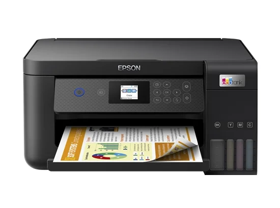 Epson EcoTank L4260 Maroc Imprimante Jet d’encre multifonction rechargeable C11CJ63411 Maroc, Obtenez des documents noir et blanc nets et sans bavures imprimés à l'encre pigmentée noire. Équipé de l’impression recto verso automatique, vous pouvez facilement imprimer des deux côtés du papier, réduisant ainsi considérablement les coûts et le gaspillage du papier.