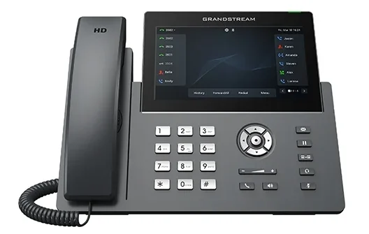 Grandstream GRP2670 Maroc Téléphone IP Maroc, Grandstream GRP2670 qui fait partie de la série GRP de téléphones IP professionnels de classe transporteur, est un modèle de classe exécutive à 12 lignes conçu avec un provisionnement sans contact pour un déploiement à grande échelle et une gestion facile. Il présente un design fin et un ensemble de fonctionnalités de pointe, notamment un écran tactile de 7 pouces, le Wi-Fi bi-bande intégré, la prise en charge du Bluetooth, la conférence vocale à 5, le PoE intégré, l'audio Full HD, et bien d'autres encore.