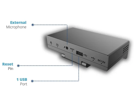 Grandstream GVC3212 Visioconférence HD IPVideoTalk Wi-Fi USB HDMI (GVC3212) 28 Visioconférence HD 6 Maroc Visioconférence HD IPVideoTalk Grandstream GVC321 Maroc, Le Grandstream GVC3212 compact facile à utiliser et à déployer est le choix idéal pour les travailleurs à distance qui ont besoin d'une option économique tout en offrant les fonctionnalités nécessaires pour maintenir des communications vidéo de haute qualité. Codecs et capacités vidéo: H.264 BP/MP/HP, résolution vidéo jusqu'à 720P 30 ips, résolution de contenu jusqu'à 720P et jusqu'à 5 ips, BFCP, anti-scintillement, mise au point automatique et exposition automatique. Fonction de conférence: Mute, enregistrement d'appel, appel en attente, réponse automatique, plan de numérotation flexible, sonneries personnalisées et musique d'attente, redondance du serveur et basculement.