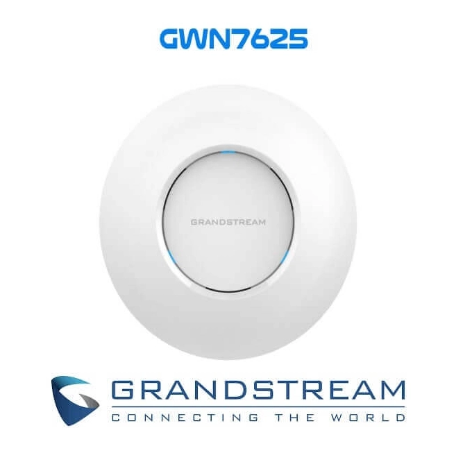 Grandstream GWN7625 Maroc Point d’accès Wi-Fi 5 Maroc intérieur, Le Grandstream GWN7625  est un point d'accès Wi-Fi 5 intérieur 802.11ac Wave-2 idéal pour les petites et moyennes entreprises, les bureaux à domicile, les magasins de détail, les restaurants et plus encore. Il offre la technologie 4x4:4 MU-MIMO sur la bande 5G et 2x2:2 MU-MIMO sur la bande 2,4G ainsi qu'une conception d'antenne sophistiquée pour un débit réseau maximal et une plage de couverture Wi-Fi étendue. 