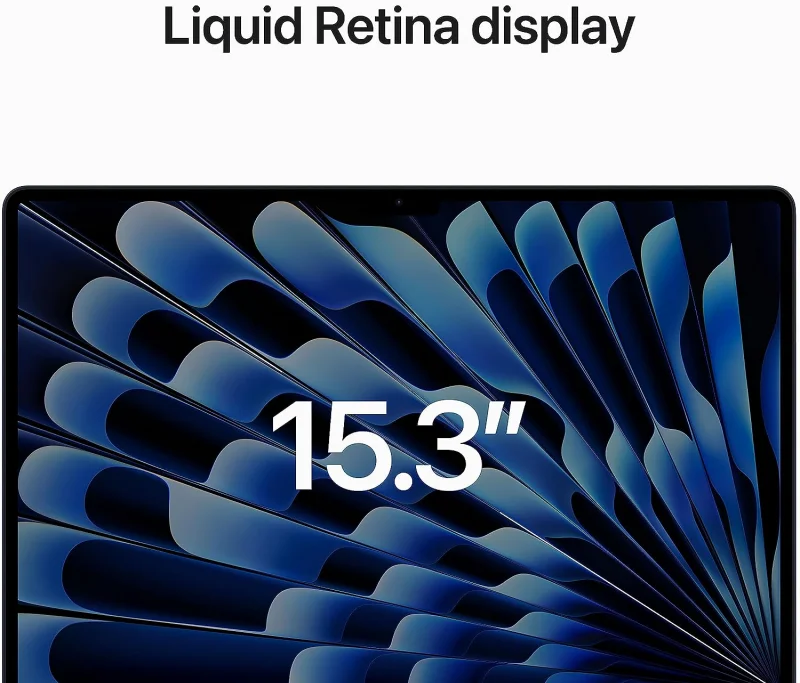 Apple MacBook Air M2 Pro 15.3" Maroc MacBook Air M2, Apple MacBook Air M2 Maroc MQKX3FN/A, Le sublime écran Liquid Retina de 15,3 pouces prend en charge un milliard de couleurs. C’est le plus grand – et le plus lumineux – jamais vu sur MacBook Air 15.3". Le texte est d’une parfaite netteté, et les photos et les films crèvent l’écran, avec un contraste puissant et une multitude de détails. 