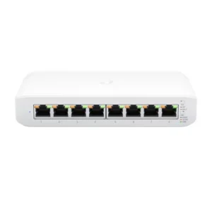 Commutateur UniFi Lite 8 PoE 8 ports Maroc Ubiquiti USW-Lite-8-PoE Maroc Switch 8ports Gigabit PoE+ Ubiquiti USW-Lite-8-PoE, Doté d'une capacité de commutation de 8 Gb/s, ce commutateur administrable de couche 2 comprend huit ports Ethernet Gigabit, dont quatre sont conformes à la norme PoE+ 802.3af/at avec une consommation électrique de 52 W, jusqu'à 30 W par port, pour faire fonctionner des appareils compatibles tels que des caméras de sécurité. Téléphones VoIP, points d'accès et bien plus encore.