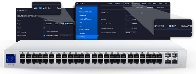 Commutateur Gigabit UniFi 48 ports Maroc Ubiquiti USW-PRO-48-POE Maroc Switch 48 ports Gigabit PoE+ Ubiquiti USW-PRO-48-POE, Les commutateurs Ubiquiti USW-PRO-48-POE offrent une variété de fonctionnalités, notamment des ports SFP+ 10G, la prise en charge PoE+ ou PoE++ et des capacités de commutation de couch