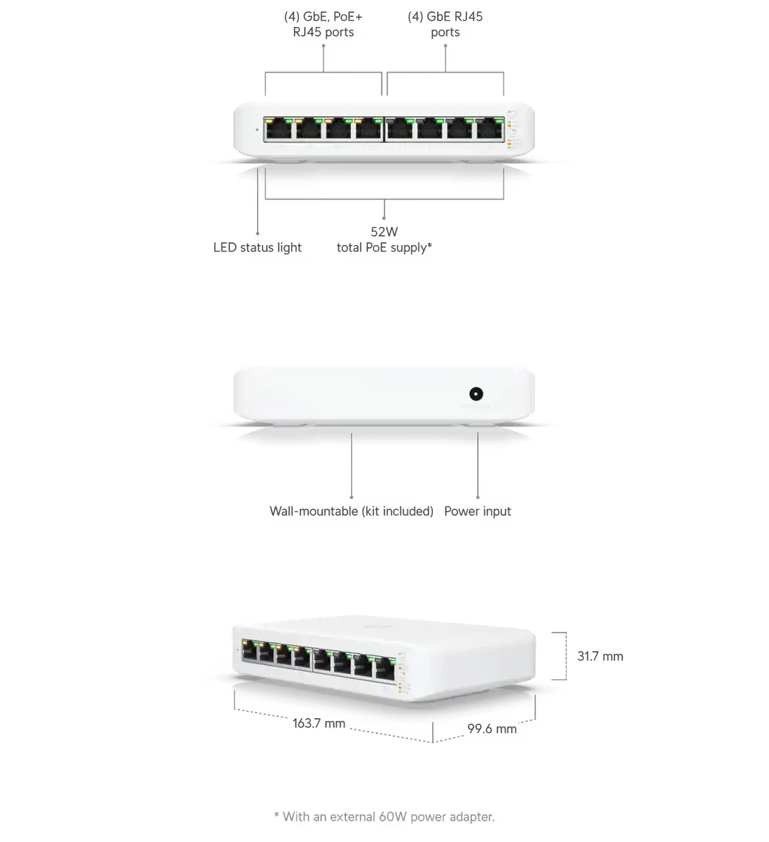 Commutateur UniFi Lite 8 PoE 8 ports Maroc Ubiquiti USW-Lite-8-PoE Maroc Switch 8ports Gigabit PoE+ Ubiquiti USW-Lite-8-PoE, Le contrôleur de réseau UniFi et l’application mobile permettent aux administrateurs de configurer et de surveiller pratiquement toutes les fonctionnalités du commutateur dans une interface utilisateur graphique 