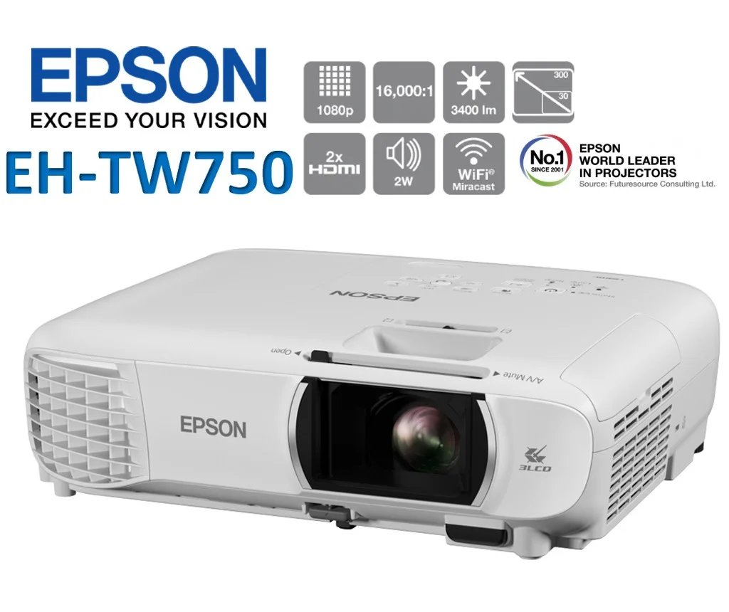 Vidéoprojecteur Epson EH-TW750 Maroc Vidéoprojecteur Home cinéma Maroc Epson EH-TW750 Maroc V11H980040, Plongez vous dans votre liste de films à succès avec ce vidéoprojecteur Epson Full HD. Il est facile à déplacer et extrêmement rapide à installer, vous pouvez donc vous asseoir sur votre canapé et apprécier son écran lumineux de 3 400 lumens.