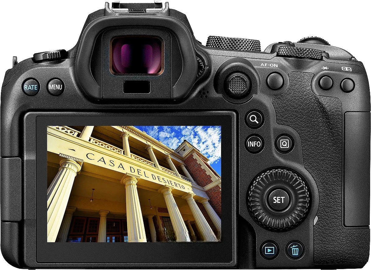 Canon EOS R6 Maroc Appareil photo hybrid Maroc RF 24-105mm F4-7.1 IS STM Maroc 4082C023AA, Le viseur électronique haute résolution de 3,69 m de points de 0,5″ offre un moyen lumineux et détaillé pour une visualisation au niveau des yeux et le taux de rafraîchissement rapide de 120 ips offre un rendu de mouvement naturel pour une expérience de viseur plus réaliste.
