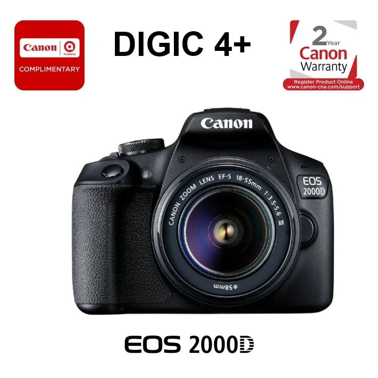 Canon EOS 2000D Maroc Appareil photo Reflex Maroc 2728C002AA, Au cœur de Canon EOS 2000D se trouvent un capteur CMOS APS-C de 24,1 MP et un processeur d'image DIGIC 4+, qui se combinent pour fournir à la fois une vitesse dans l'ensemble du système de caméra ainsi qu'une qualité d'image remarquable. 