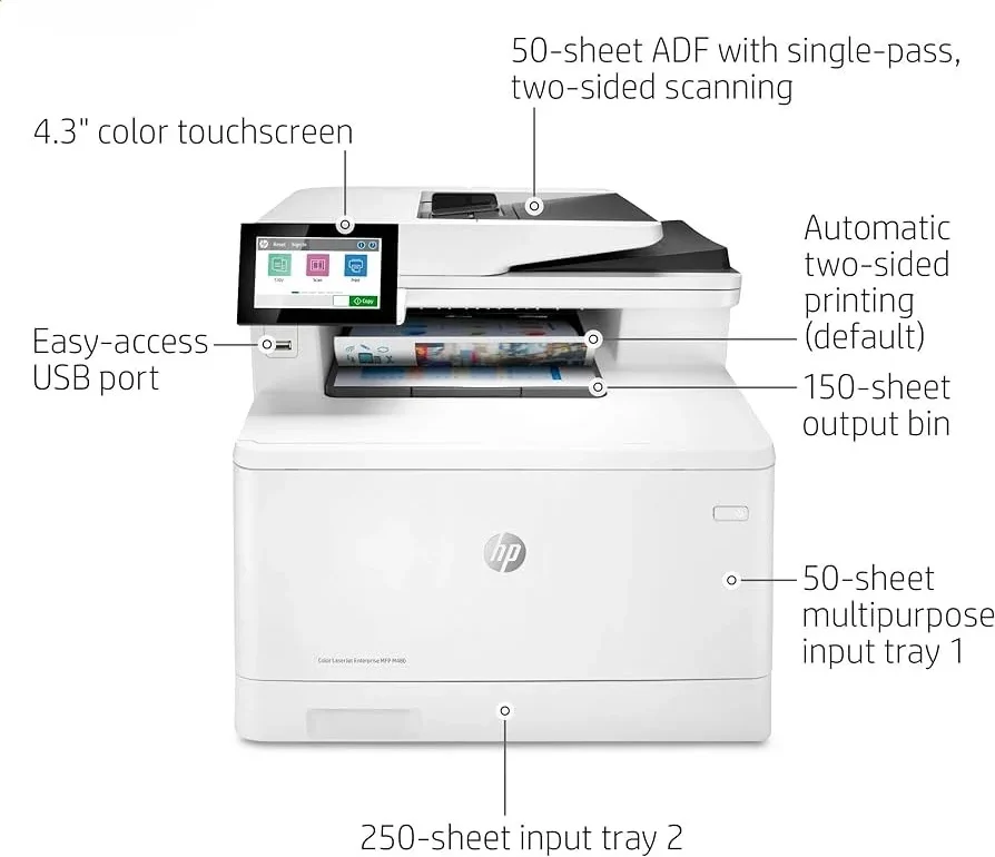 Imprimante Laser couleur Maroc Imprimante HP laser multifonction Maroc HP LaserJet Enterprise M480f Maroc 3QA55A, Travaillez plus rapidement et plus intelligemment et développez votre entreprise avec l'imprimante laser couleur HP LaserJet Enterprise M480f. Conçue pour s'intégrer parfaitement aux bureaux à domicile et aux petits groupes de travail, cette imprimante HP LaserJet Enterprise M480f offre une impression recto verso automatique et des vitesses d'impression rapides allant jusqu'à 29 ppm pour les documents au format lettre. 