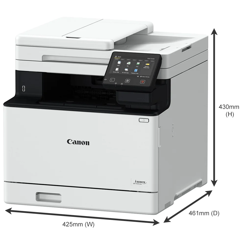 Imprimante laser couleur Maroc Imprimante Canon multifonction Maroc Canon i-SENSYS MF754Cdw Maroc 5455C009AA, Il utilise une large gamme de supports de gestion avec la possibilité de numériser de petits documents tels que des reçus et des chèques, vous garantissant ainsi de répondre à vos besoins d'impression.