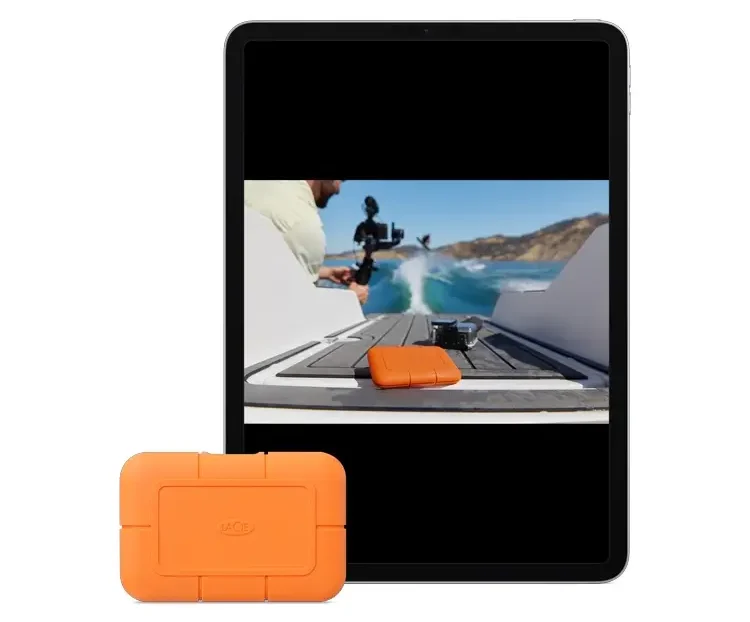 Bring extra storage space to your Apple iPad. Simply connect your LaCie Rugged 1TB drive to the iPad's USB-C port and enjoy increased capacity.