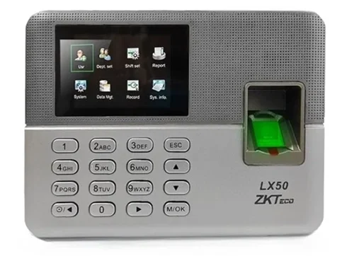 Biométrie d'empreintes digitales Maroc ZKTeco LX50 Maroc Temps et présence ZKTeco Maroc, Pointeuse biométrique ZKTeco LX50 est une solution de pointe pour les applications intérieures, domestiques et de bureau. Avec sa forme rectangulaire élégante et sa couleur argentée, il s'intègre parfaitement dans n'importe quel environnement.