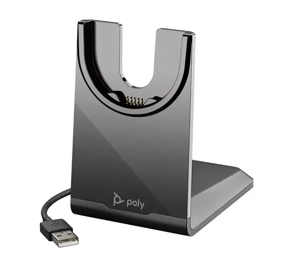 Cette version du Poly Voyager Focus 2 support de charge USB-A (213727-01) comprend un support de chargement qui vous permet de ranger votre casque lorsqu'il n'est pas utilisé et garantit qu'il est sous tension et prêt pour votre prochain appel.