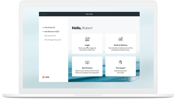 Utilisez une application pratique pour gérer tous vos appareils compatibles. Maintenez le logiciel à jour, gérez les paramètres et utilisez les rappels personnels de santé et de bien-être pour rester concentré et plein d’énergie toute la journée, Poly Voyager Focus 2 support de charge USB-A 213727-01 
