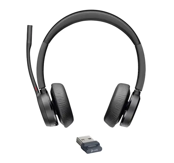Poly Voyager 4320-M USB-A Casque Stéréo Bluetooth(218475-02), Profitez de la liberté sans fil lors de vos appels numériques et écoutez de la musique depuis votre maison ou votre bureau avec le casque stéréo Bluetooth Poly Voyager 4320-M USB-A. Conçu pour un confort et une polyvalence élevés pour les applications de communications unifiées, ce casque supra-auriculaire certifié Zoom et Microsoft Teams est doté d'une perche flexible avec deux microphones qui utilisent la technologie Acoustic Fence pour réduire le bruit de fond. 