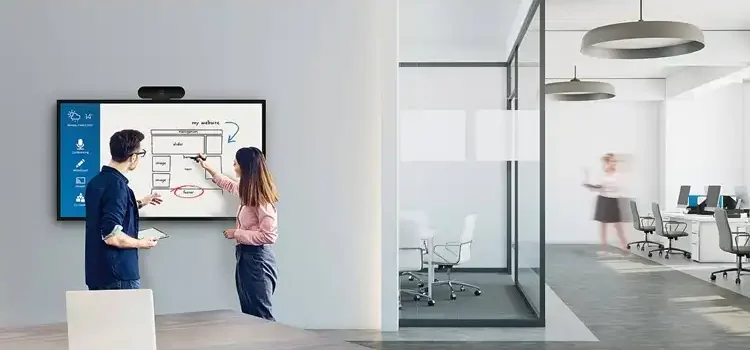 Philips Écran E-Line interactif 86" 4K UHD 86BDL3052E/00 en une toile vierge sur laquelle plusieurs utilisateurs peuvent dessiner à la main ou avec des marqueurs d’affichage dédiés.