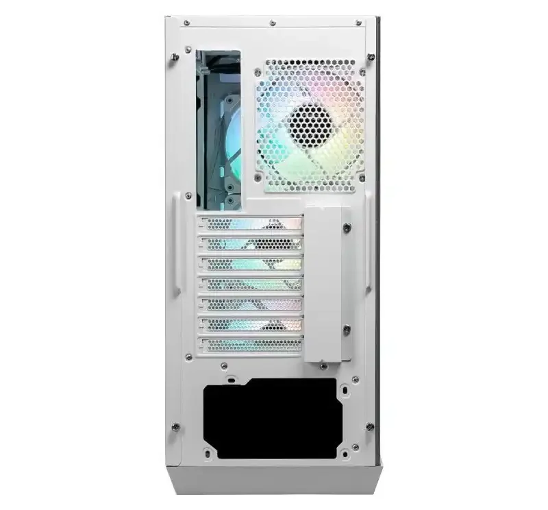 306-7G10W21-W57 Boîtier PC Gaming MSI MPG GUNGNIR 110R White, De plus, vous pouvez facilement installer des blocs d'alimentation ATX avec un espace maximal allant jusqu'à 9,8" lorsque la cage du disque dur est retirée