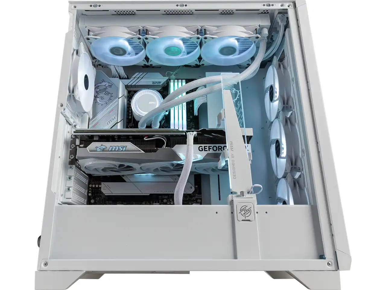 306-7G21W21-W57 MSI MPG GUNGNIR 300R AIRFLOW White Boîtier PC Gaming, Tous les modèles MSI MPG GUNGNIR 300P AIRFLOW sont livrés avec un support de GPU