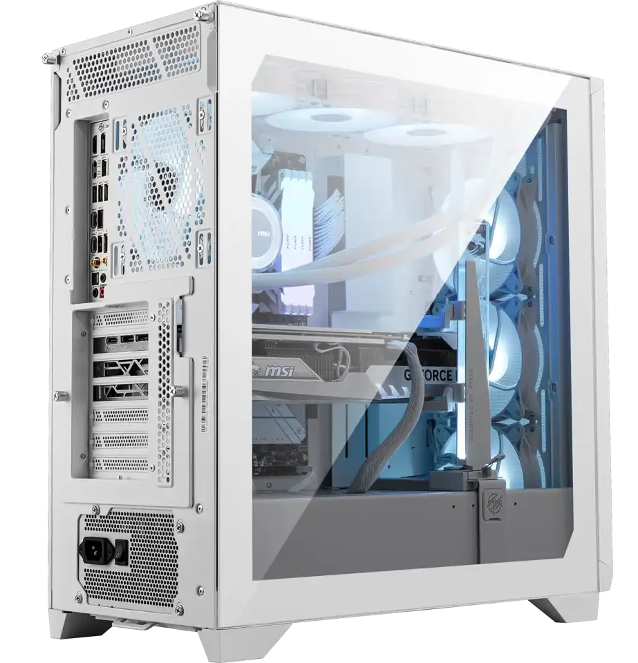 306-7G21W21-W57 MSI MPG GUNGNIR 300R AIRFLOW White Boîtier PC Gaming, le MSI MPG GUNGNIR 300P AIRFLOW n'est ni particulièrement grand ni compact. À titre de comparaison utile avec d'autres boîtiers MSI de taille moyenne, le MPG Gungnir 300R est un peu plus grand que le boîtier MAG Forge 112R