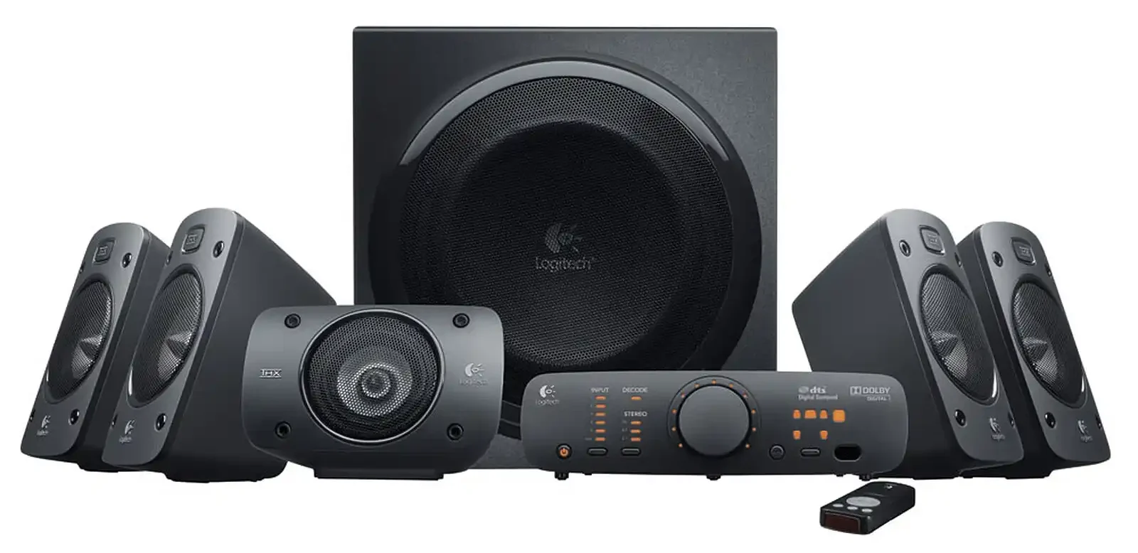 980-000468 Maroc Logitech Speaker System Z906 Ensemble 5.1 THX, Une immersion totale avec le système de haut-parleurs 5.1 pour profiter d'une qualité audio comme au cinéma tout en restant chez vous.