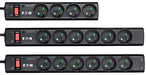 PS4F Eaton Protection Strip 4 FR Multiprise parafoudre 4 prises, Eaton Protection Strip 4 FR françaises pour une connexion aisée des équipements informatiques typiques, y compris les périphériques.