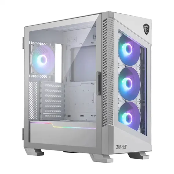 306-7G18W22-809 Boîtier Gaming MSI MPG VELOX 100R White, Le boîtier de jeu MSI MPG VELOX 100R White peut accueillir des radiateurs de 360 ​​mm ou 3 ventilateurs de 120 mm sur le dessus et à l'avant, et le montage vertical du GPU est possible avec un câble élévateur