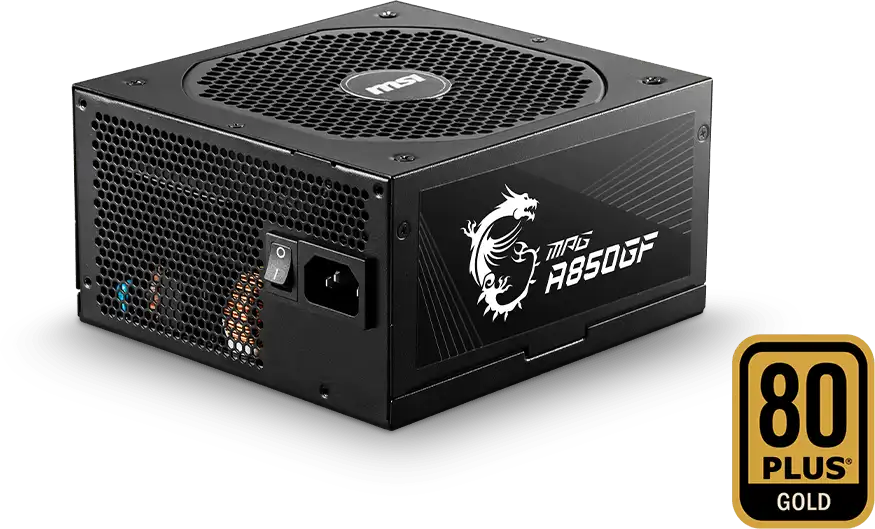 306-7ZP0C11-CE0 MSI MPG A850GF Maroc Bloc Alimentation 850W, Le bloc d’alimentation modulaire MSI MPG A850GF 80 PLUS Gold de MSI est un bloc d’alimentation efficace et durable, conçu pour le constructeur personnalisé qui souhaite utiliser les performances des cartes graphiques et des cartes mères hautes performances 