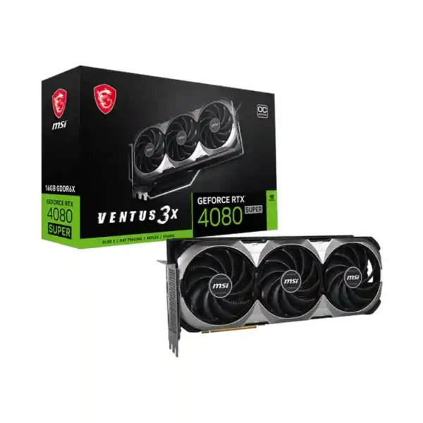 912-V511-221 Carte graphique MSI GeForce RTX 4080 SUPER 16G VENTUS 3X OC Carte graphique GeForce RTX 4080 Maroc, 912-V511-221 Carte graphique MSI GeForce RTX 4080 SUPER 16G VENTUS 3X OC Carte graphique GeForce RTX 4080 Maroc, La MSI GeForce RTX 4080 ne se limite pas aux jeux haute résolution. Les programmes gourmands en calcul peuvent utiliser les 10 240 cœurs du GPU pour accélérer les tâches à l'aide de CUDA et d'autres API