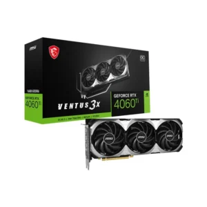 912-V517-013 MSI GeForce RTX 4060 Ti VENTUS 3X 16G OC Maroc Carte graphique NVIDIA GeForce RTX 4060 Maroc, Le GPU dispose de 16 Go de VRAM GDDR6 et d'une interface mémoire 128 bits, offrant des performances et une efficacité énergétique améliorées par rapport à la génération précédente basée sur Ampere