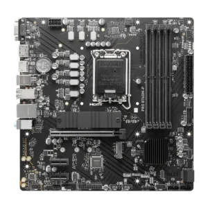 MSI PRO B760M-P - DDR5 MSI PRO B760M-P Micro ATX Socket 1700 Intel B760 Express Motherboard, Connectez un ensemble de cartes graphiques et utilitaires avec un emplacement d'extension PCIe 4.0 x16 et deux emplacements d'extension PCIe x1