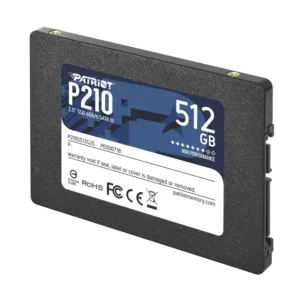 P210S512G25 Patriot P210 512G Disque SSD 512 Go Maroc, Avec une vitesse de lecture de 520 Mo/s et une vitesse d'écriture de 430 Mo/s