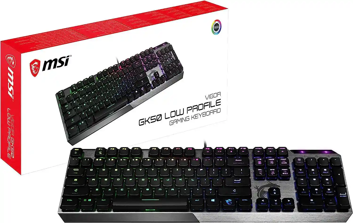 S11-04FR238-GA7 Clavier gaming MSI VIGOR GK50 low profile, Le VIGOR GK50 low profile est un clavier mécanique doté de commutateurs mécaniques à profil bas qui offrent vitesse, précision et endurance aux dactylos ou aux joueurs. 
