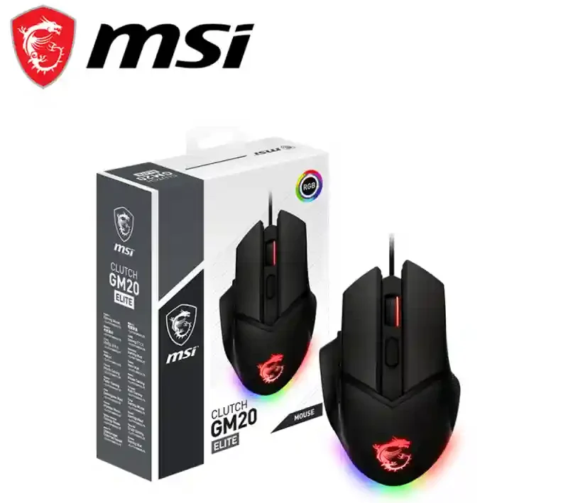 S12-0400D00-C54 Souris filaire gaming MSI Clutch GM20 Elite, Bénéficiez d'un confort inégalé lors de vos longues sessions de jeu avec la souris de jeu MSI Clutch GM20 Elite (noire). Idéale pour les joueurs qui recherchent durabilité, précision et un niveau de personnalisation dans un seul et même package