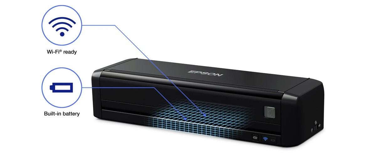 B11B242401 Maroc Epson WorkForce DS-360W Maroc Scanner portable Maroc, Grâce à la batterie intégrée, le DS-360W permet aux utilisateurs de numériser en déplacement sans source d'alimentation 