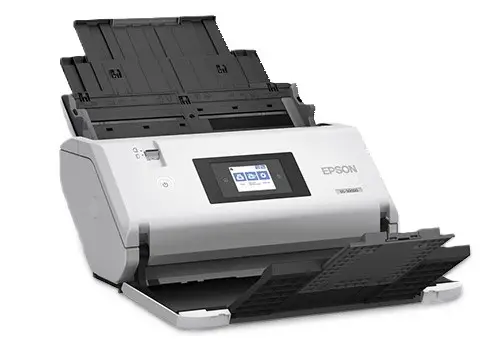 B11B256401 Epson WorkForce DS-30000 Maroc Scanner de documents Maroc, Epson WorkForce DS-30000 évalue à 70 pages recto au format lettre par minute (ppm) et 140 images recto verso ou duplex par minute (ipm), où chaque côté de la page est une imag