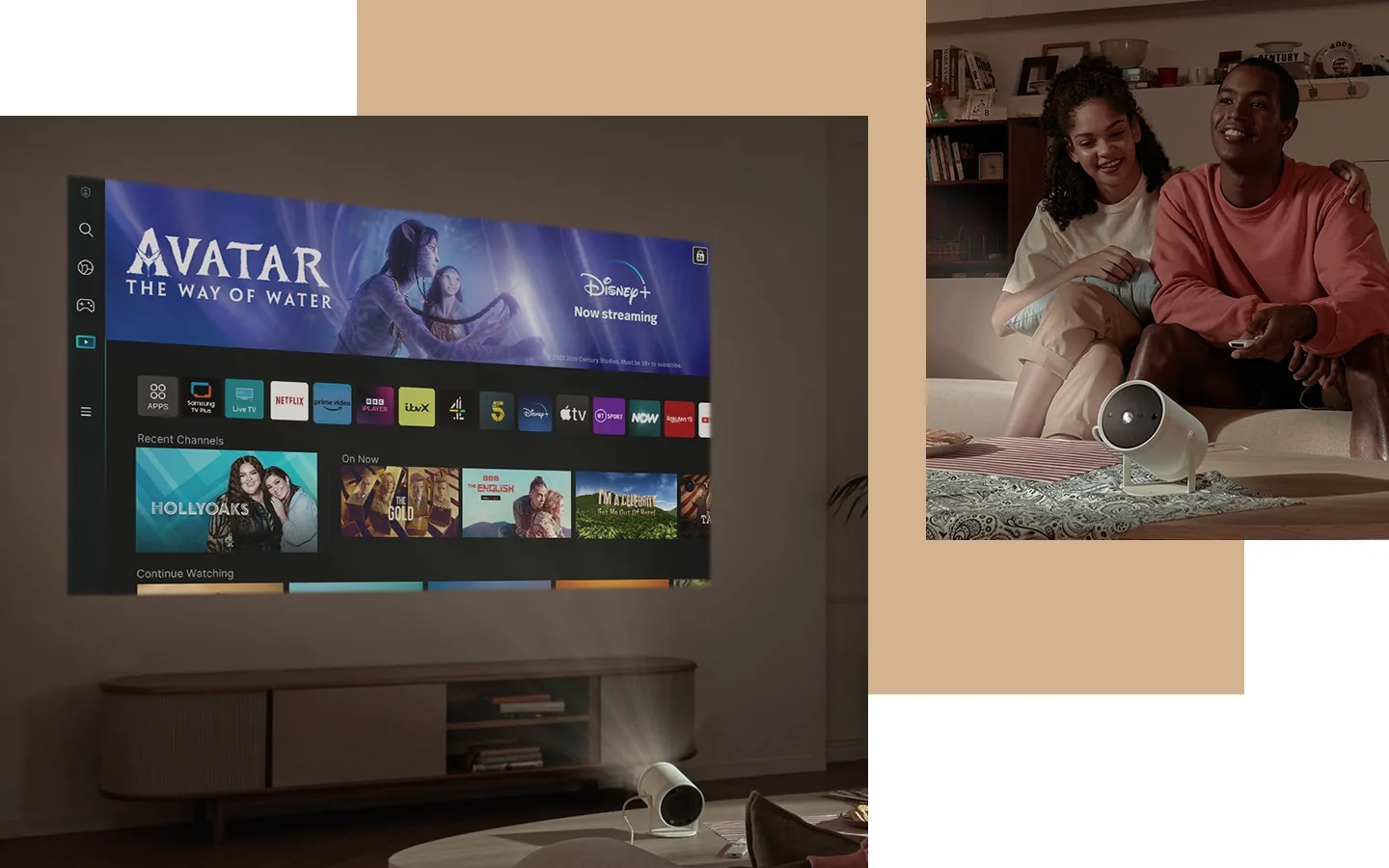 SP-LFF3CLAXXMV Samsung The Freestyle 2nd Gen Maroc Projecteur portable Maroc, The Freestyle 2nd Gen vous offre la même expérience Smart TV qu'un téléviseur Samsung Smart TV 