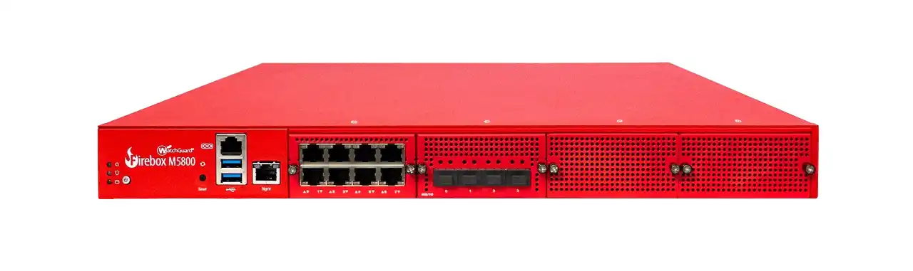 WGM58001 WatchGuard Firebox M5800 Maroc Firewall M5800 Maroc, Les appliances de sécurité WatchGuard Firebox M5800 fournissent une technologie de sécurité puissante pour les bureaux et les sièges sociaux des entreprises. Un débit de pare-feu jusqu'à 87 Gbit/s, un débit de données UTM jusqu'à 11,3 Gbit/s