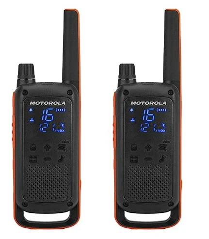 B8P00811EDRMAW Motorola T82 Maroc Pack de 2 talkies walkies Maroc, Le Pack talkie-walkie Motorola T82 est un outil de communication courte distance très apprécié sur les fréquences radio PMR. Motorola T82 offre16 fréquences standard dans la bande 446 MHz et 121 codes, qui peuvent être utilisés en combinaison avec seize canaux pour créer de nombreux canaux de conversation
