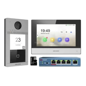 Hikvision DS-KIS604-S(B) Maroc Kit interphone vidéo sans fil pour villa ou maison, Le DHikvision DS-KIS604-S(B) est compatible avec les NVR Hikvision et l'application Hik-Connect. Tous vos produits Hikvision (NVR, caméra IP et interphone) peuvent être trouvés dans la même application