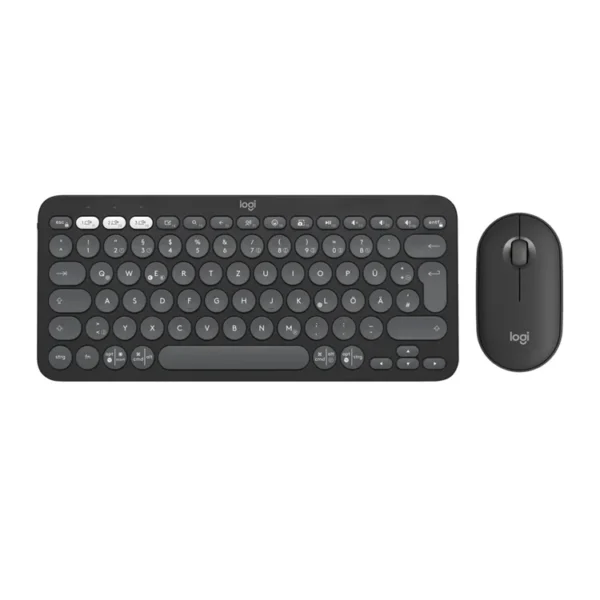 920-012209 Maroc Logitech Pebble 2 Combo Black Maroc Ensemble clavier et souris Maroc, Le clavier présente des touches incurvées et ultra-plates, avec 10 raccourcis Fn et un bouton personnalisable via l'application Logi Options+. La souris dispose d'un capteur optique précis, une roulette de défilement personnalisable, et une connectivité flexible via Bluetooth ou USB Logi Bol