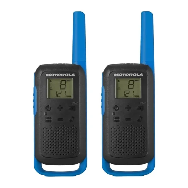 TALKABOUT T62 B6P00811LDRMAW Maroc Motorola T62 talkies walkies Motorola Maroc, les talkies walkies présents dans ce pack duo sont des produits dits «sans licence», permettant aux utilisateurs de communiquer gratuitement par le biais de 16 canaux et 121 sous-canaux. Dédiés aussi bien aux activités professionnelles (tourisme, hôtellerie, festivals…)