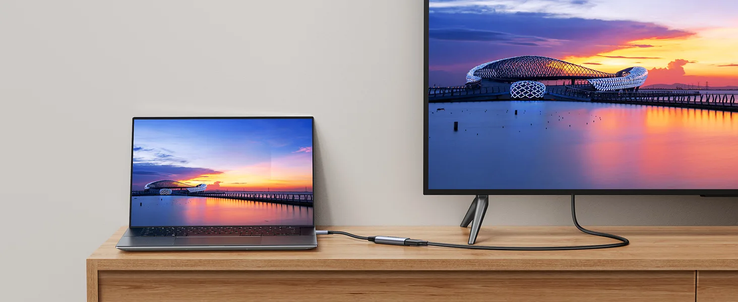 Câble Adaptateur UGREEN 70444 Maroc Câble Adaptateur USB C vers HDMI Maroc, L'adaptateur vidéo Thunderbolt 3 HDMI 2.0 combine un boîtier en aluminium résistant à la chaleur, une tresse en nylon flexible avec un joint de fil étendu