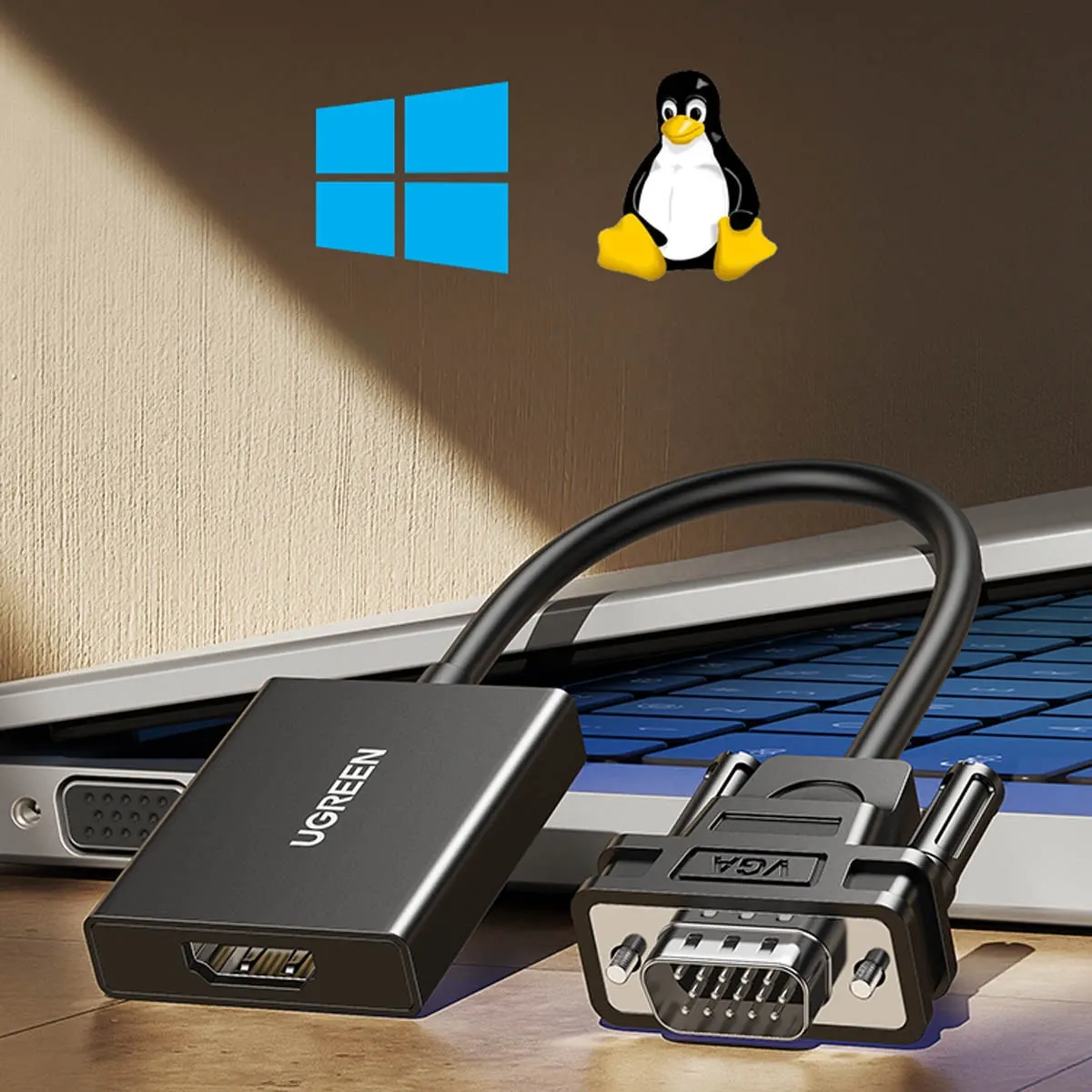 Convertisseur UGREEN 50945 Maroc Adaptateur VGA vers HDMI Maroc, Pas besoin d'installation compliquée de pilotes, il suffit de le brancher. Design compact, pratique à transporter.