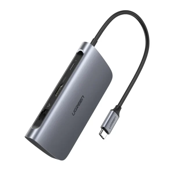 HUB C UGREEN 50852 Maroc Station d’accueil USB-C 7 en 1 Maroc, Un lecteur de carte SD TF et un port de chargement PD de type C. Miroir ou étendez votre écran avec l'adaptateur HDMI USB C. Diffusez directement des vidéos 4K UHD 3840 x 2160 à 30 Hz, Full HD 1080P ou 3D sur un écran TV HD externe, un moniteur ou un projecteur.