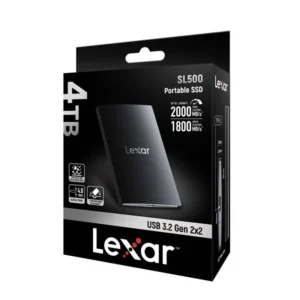 LSL500X004T-RNBNG SSD Lexar SL500 4TB Maroc SSD portable Maroc, le SSD portable Lexar SL500 4TB est également conçu dans un souci de commodité. Il comprend un câble de données Type-C pour une utilisation plug-and-play et a à peu près la taille d’une carte de crédit avec seulement 4,8 mm d’épaisseur.