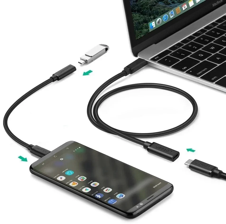 UGREEN 40574 Maroc Cable USB-C 5Gbps Maroc, UGREEN 40574 prend en charge la charge rapide à un courant MAX 20 V 3 A et un transfert de données de 5 Gbit/s.