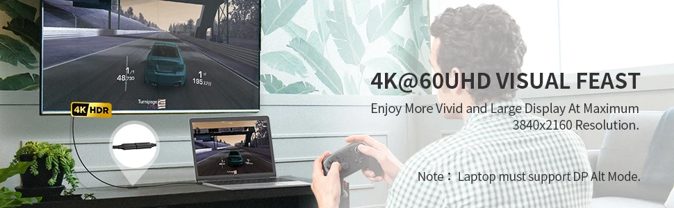 UGREEN 40574 Maroc Cable USB-C 5Gbps Maroc, UGREEN 40574 prend en charge jusqu'à 3840 x 2160 60 Hz de transfert de signal vidéo 4K pour la connexion entre votre MacBook et un autre moniteur ou écran avec interface USB C