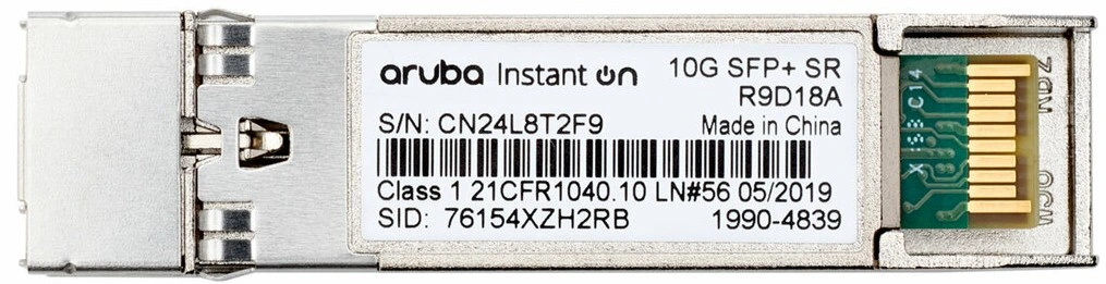 Aruba Instant On 10G SFP+ LC SR MMF OM3 Maroc Émetteur-récepteur SFP+ LC Maroc Module SFP Aruba Instant On 10G SFP+ Module SFP+ 1.G Maroc module SFP Aruba R9D18A Maroc, Aruba Instant On 10G SFP+ LC SR conçus pour améliorer les performances de connectivité réseau nécessitant des connexions à latence faible et large bande passante entre des nœuds de calcul et des nœuds de commutation.