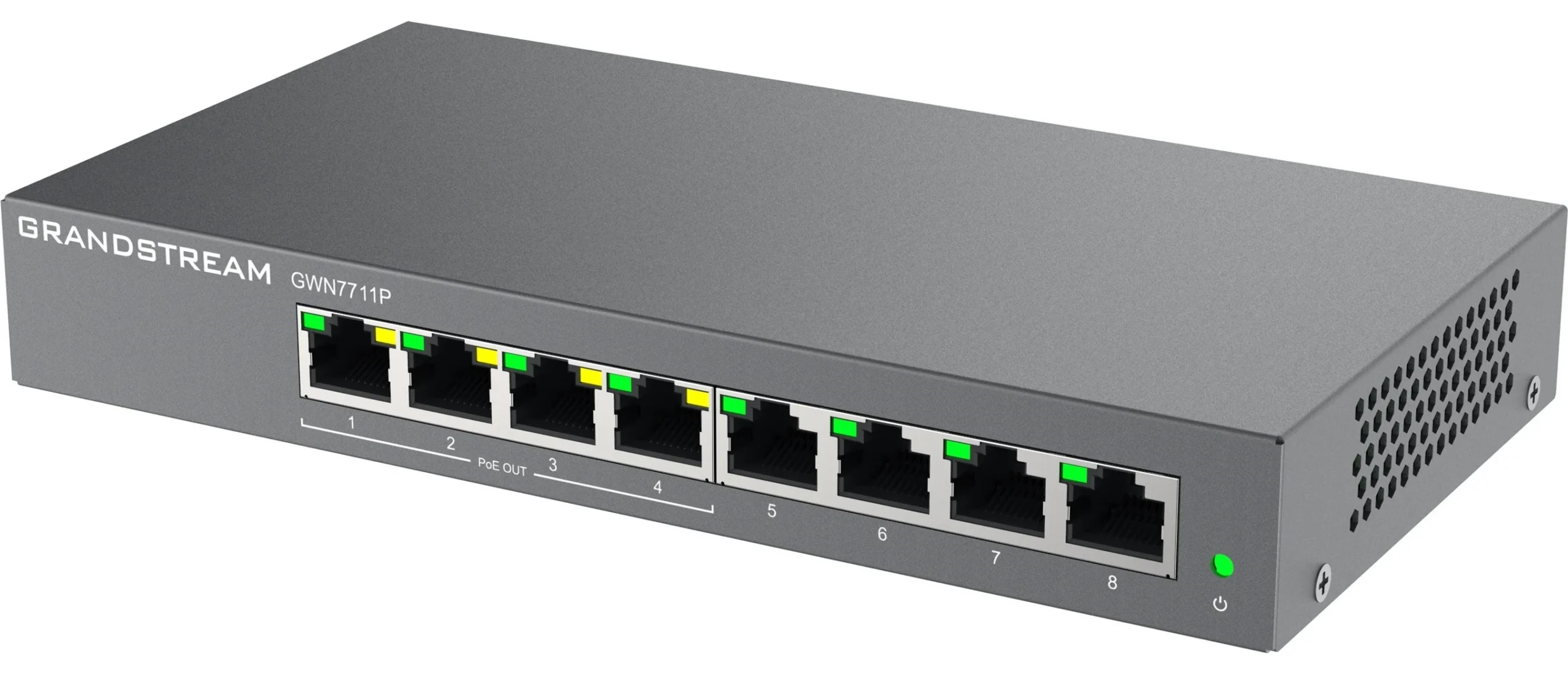 Grandstream GWN7711P Switch 8 ports 10/100/1000 PoE+ L2 Géré (GWN7711P) 27 Commutateur Grandstream GWN7711P Maroc Switch 8 ports PoE Maroc Commutateur 8 ports géré Switch 8 ports L2 Maroc, Le GWN7711P fournit 4 ports PoE pour une sortie PoE dynamique intelligente pour alimenter les téléphones IP, les caméras IP, les points d'accès Wi-Fi et d'autres points de terminaison PoE.